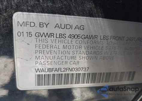 2015 Audi A4 2.0T Premium из США, поврежденный, VIN WAUBFAFL2FN030737
